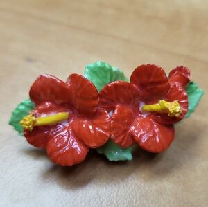 Floral Red and Green Hair Pin